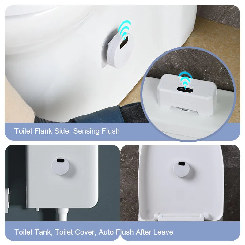 Automatic Toilet Flush Button Induction Toilet Flusher External Infrared Flush Smart Home Kit Smart Toilet Flushing Sensor