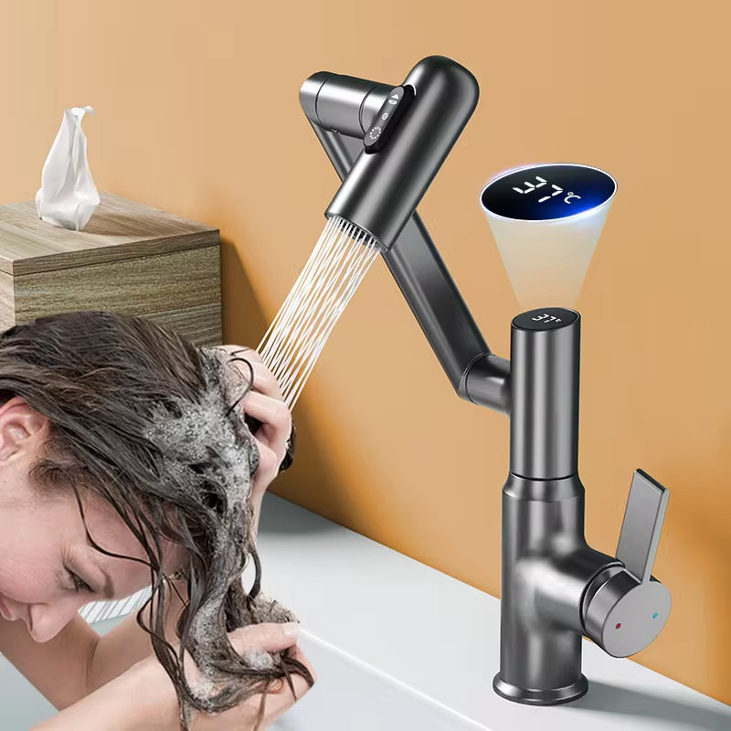 LED Digital Display Basin Faucet – 360° Rotating & Multi-Function!