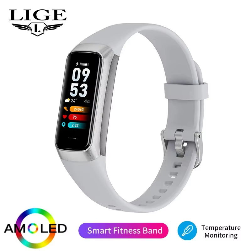 Amoled Smart Watch Men Smart Band Women Heart Rate Blood Smartwartch Waterproof Smart Bracelet Sport Fitness Tracker Watch