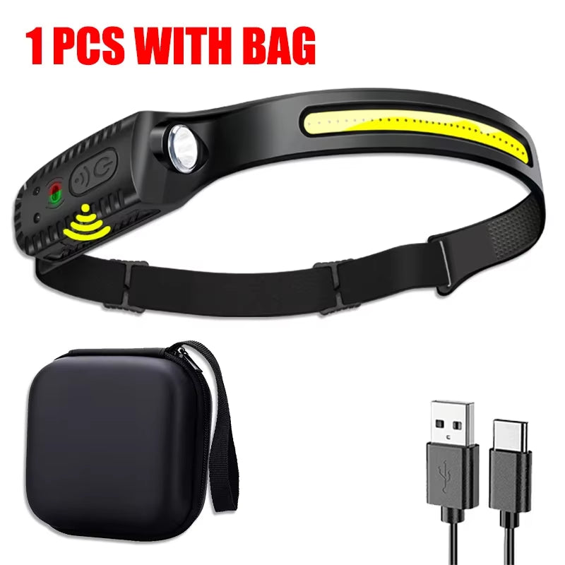 USB Rechargeable LED Sensor Headlamp – Bright & Versatile!