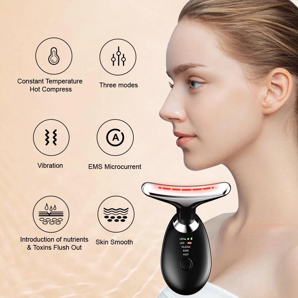 Neck & Face Massager – 3-Mode Skin Rejuvenation & Sculpting Tool!