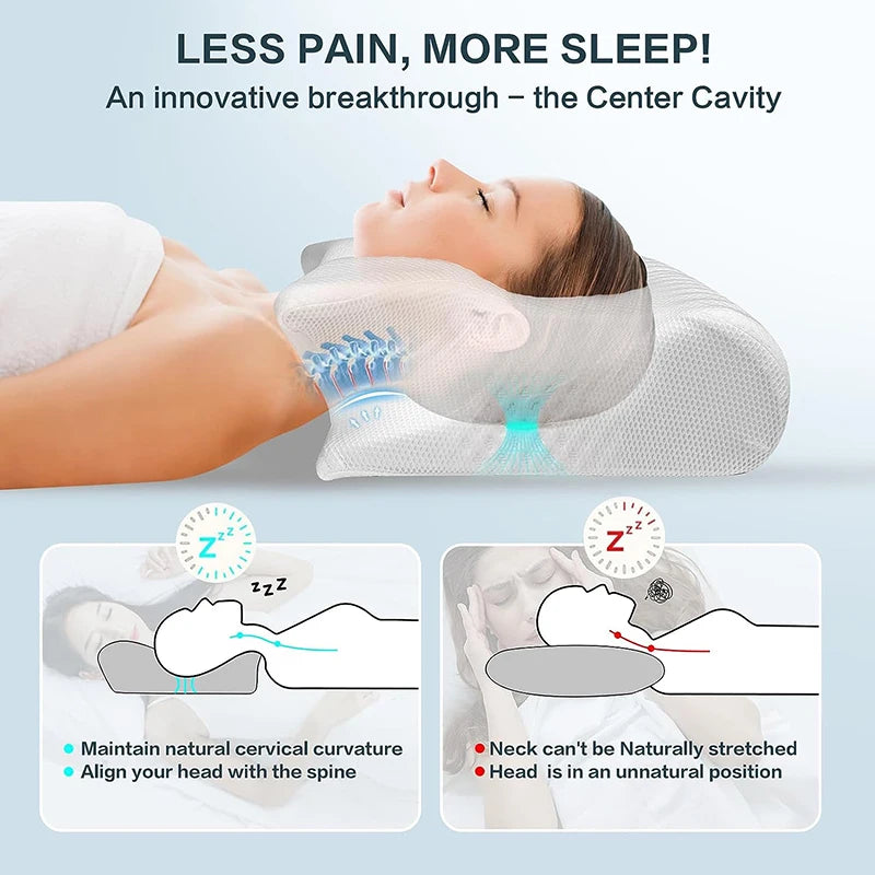 Memory Foam Cervical Pillow – Ergonomic Neck Support for Pain Relief!