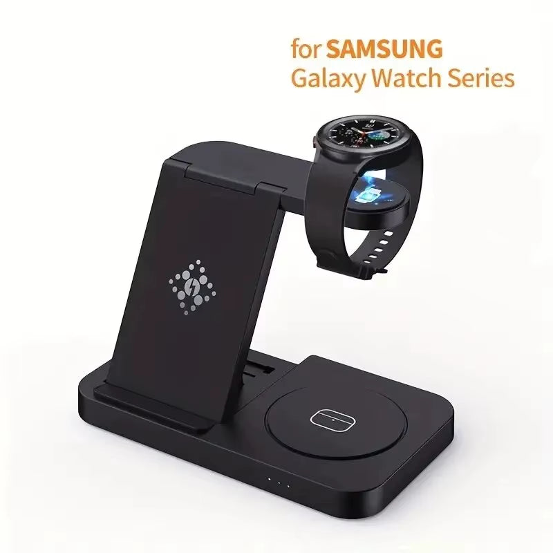 4 in 1 Wireless Charger Stand Foldable Fast Charging Dock Station for  S23 S22 S21 Galaxy Watch 5 4 3 Active 2/1 Buds 3/2