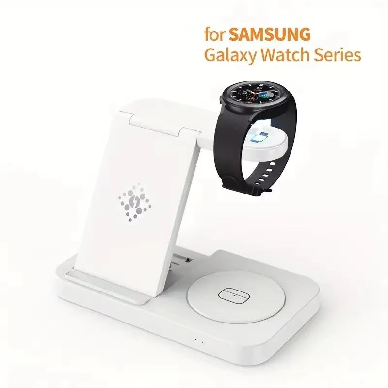 4 in 1 Wireless Charger Stand Foldable Fast Charging Dock Station for  S23 S22 S21 Galaxy Watch 5 4 3 Active 2/1 Buds 3/2