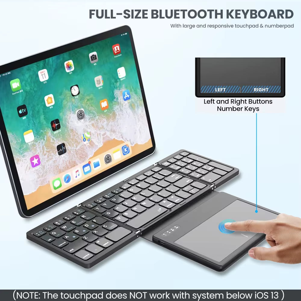 Portable Folding Bluetooth Keyboard with Touchpad –