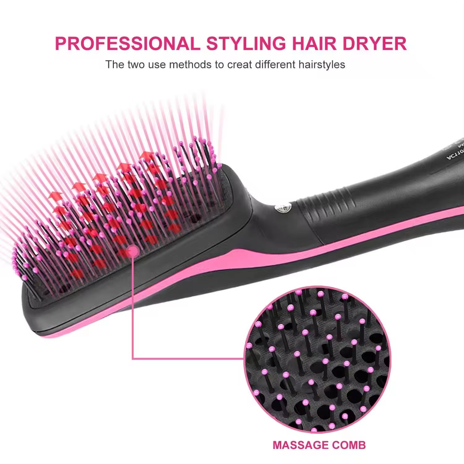 Multi-Functional Professional Salon Styling Hair Dryer Hot Air Comb Cold and Hot Air Hair Dryer Brush Electric Blow Comb