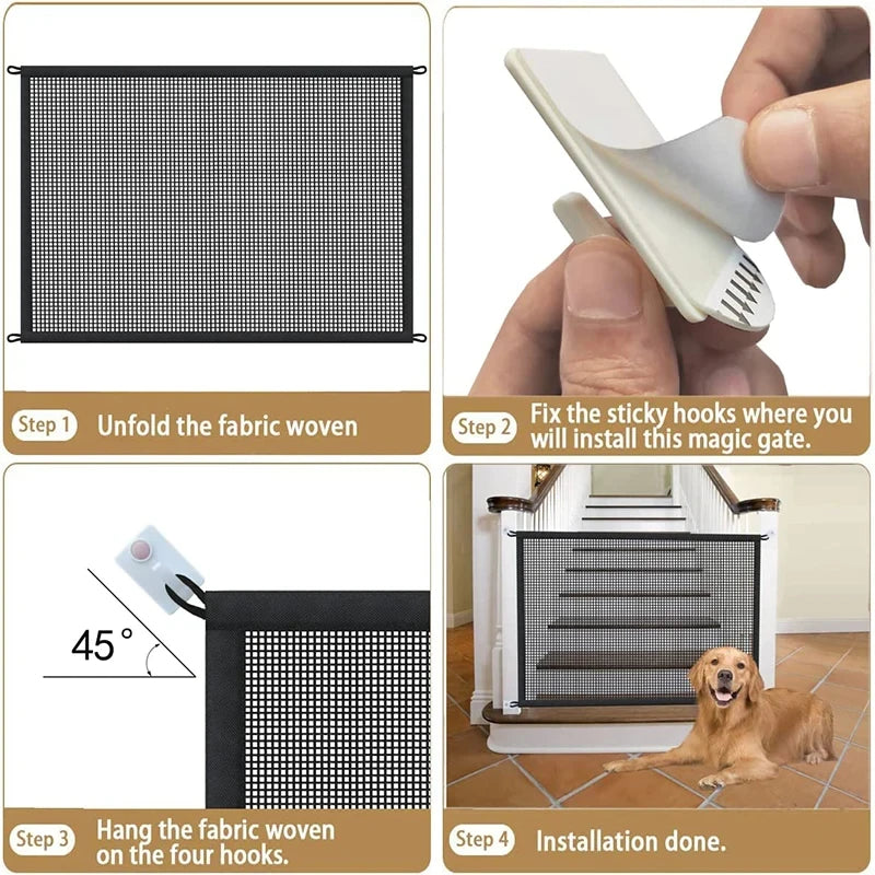 Foldable Mesh Dog Gate – Safe & Breathable Pet Barrier!