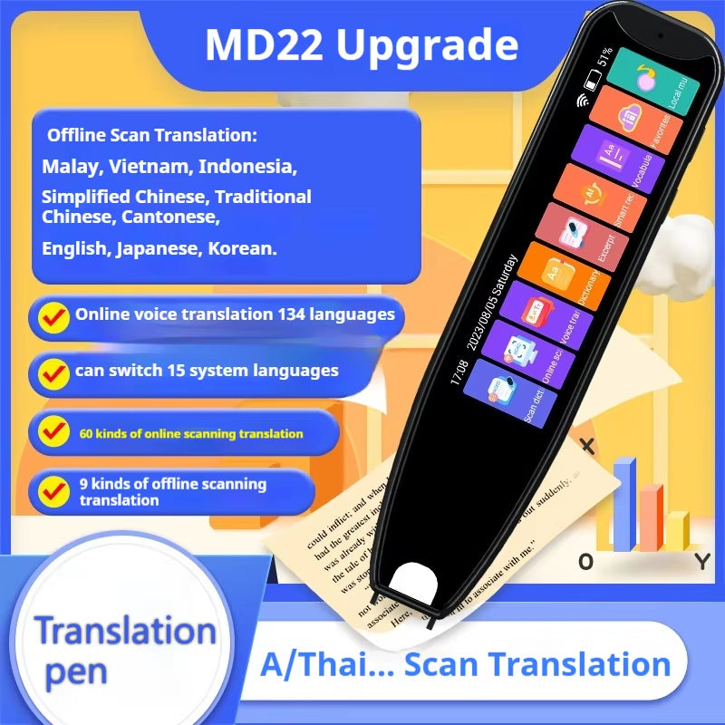 MD22 Voice Translator Offline Scan Translation Pen Business Scanning Reading Pen Translation Learning Languages Translation