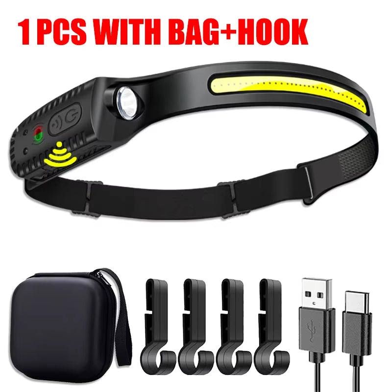 USB Rechargeable LED Sensor Headlamp – Bright & Versatile!