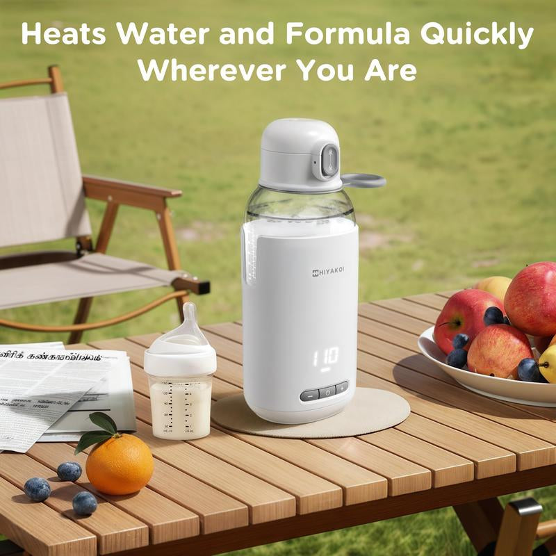 Portable Milk Warmer, HIYAKOI Formula Water Warmer Cordless, Fast Heating, 6-Hour Heat Retention, Ideal for Travel, Cars, and Airplane Journeys, Perfect for Mixing Formula On-The-Go