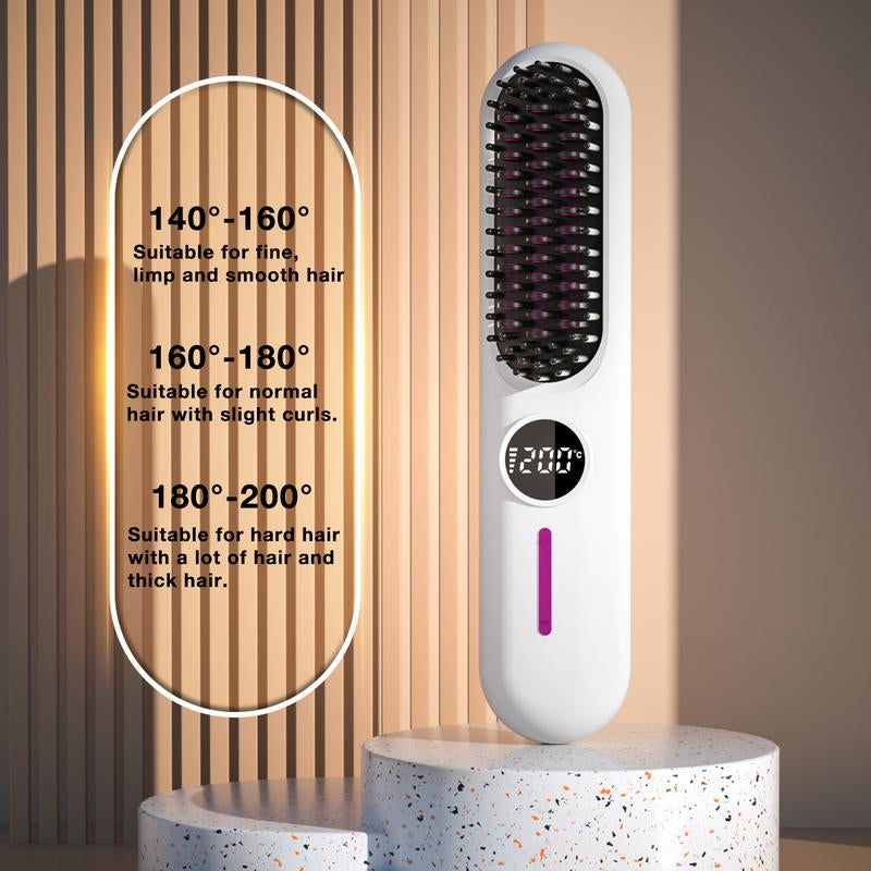 S01 Wireless Hair Straightening Comb，7 Adjustable Heat Settings, Fast Heating, Portable Design, Easy & Convenient Styling Anywhere Smooth Durable