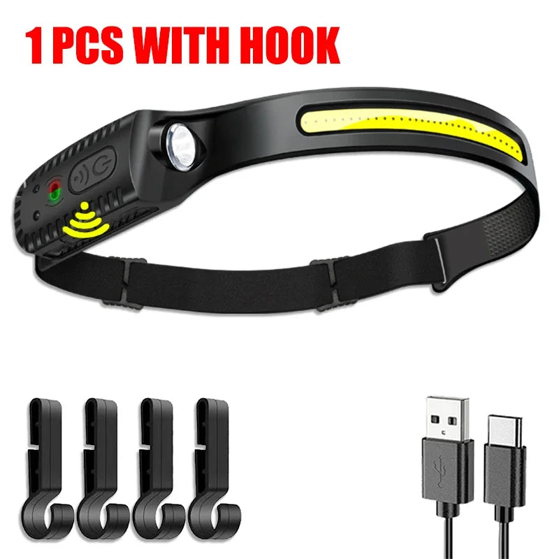 USB Rechargeable LED Sensor Headlamp – Bright & Versatile!