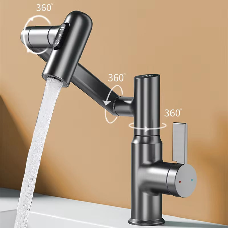 LED Digital Display Basin Faucet – 360° Rotating & Multi-Function!