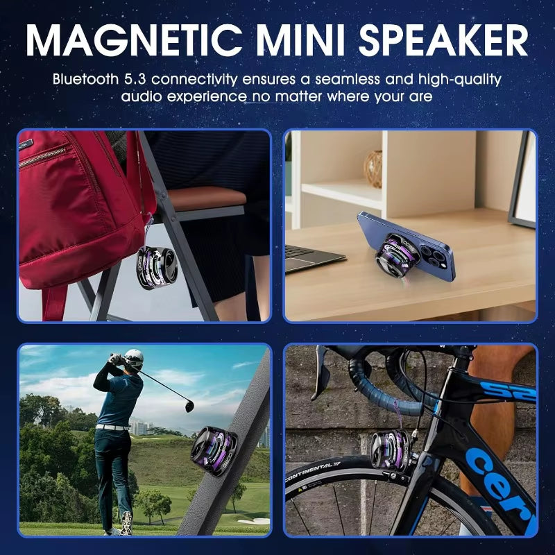 Bluetooth Speaker with Multi-Rgb Color Light and Magnetic Phone Holder for Shower Room Bike Car Outdoor Gifts for Teens