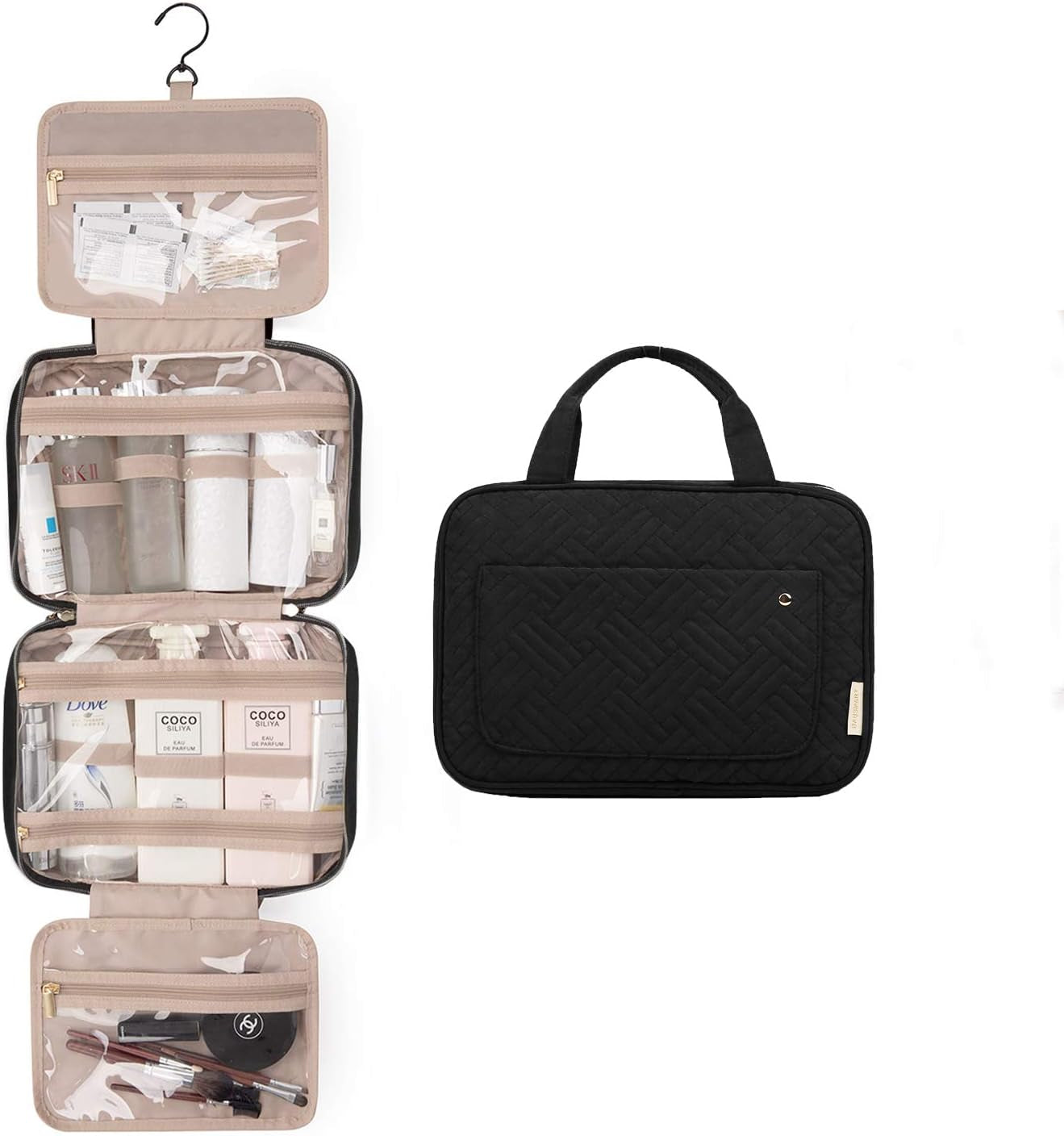 Spacious Hanging Toiletry Bag - Clear Travel Cosmetic Organizer for Full-Sized Containers