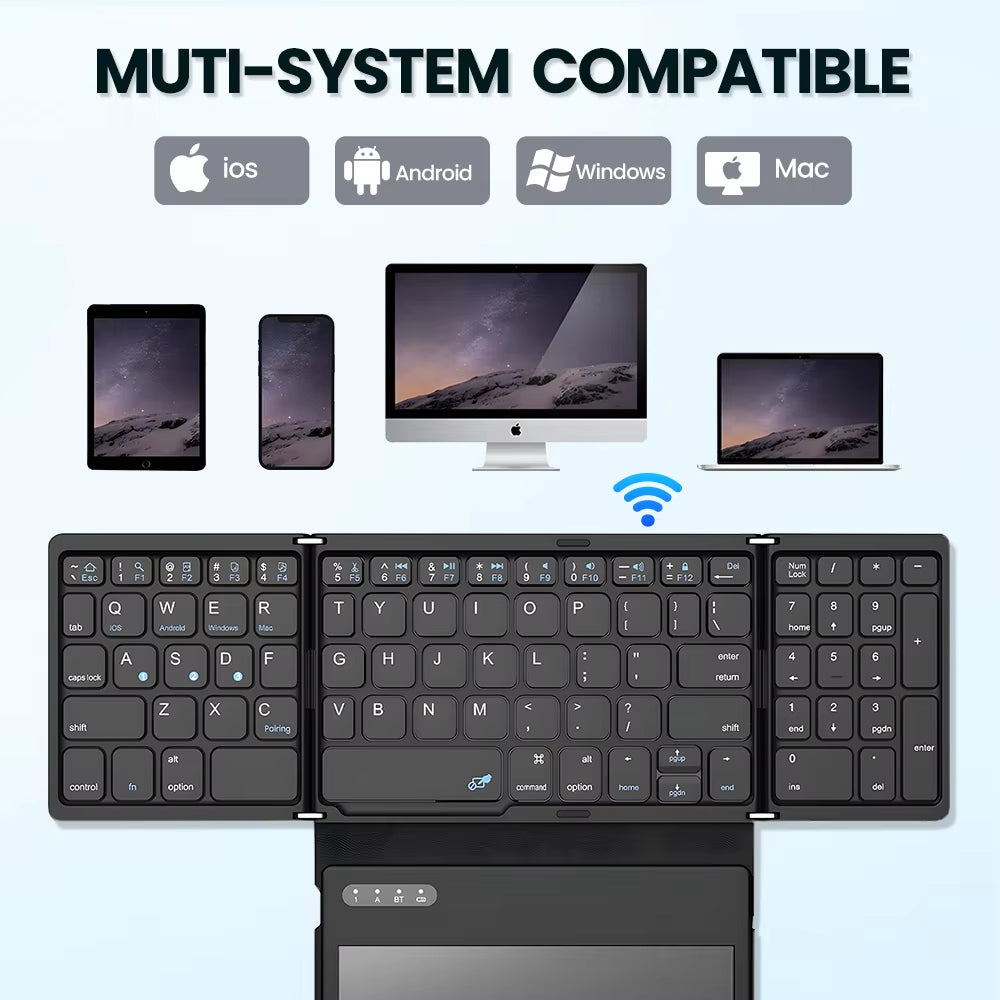 Portable Folding Bluetooth Keyboard with Touchpad –