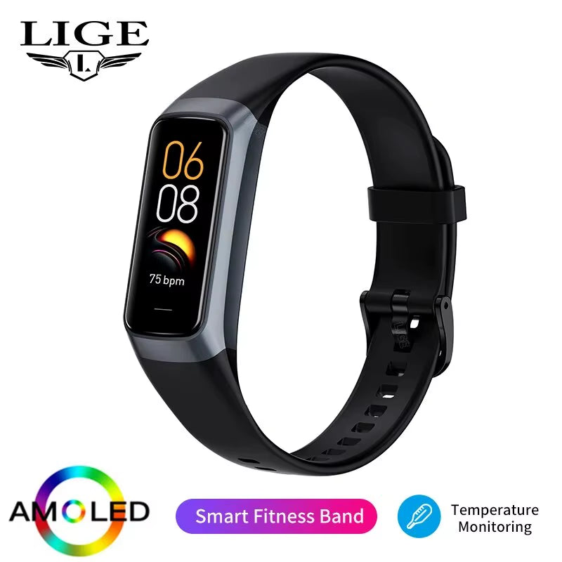 Amoled Smart Watch Men Smart Band Women Heart Rate Blood Smartwartch Waterproof Smart Bracelet Sport Fitness Tracker Watch