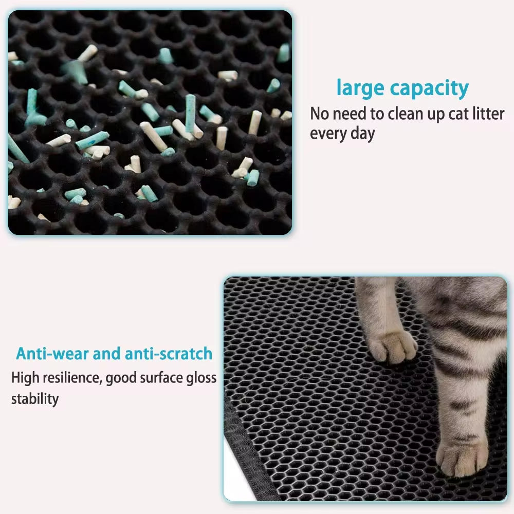 Premium Double Layer Waterproof Cat Litter Mat - Non-Slip, Washable, and Easy to Clean with Bonus Gift!