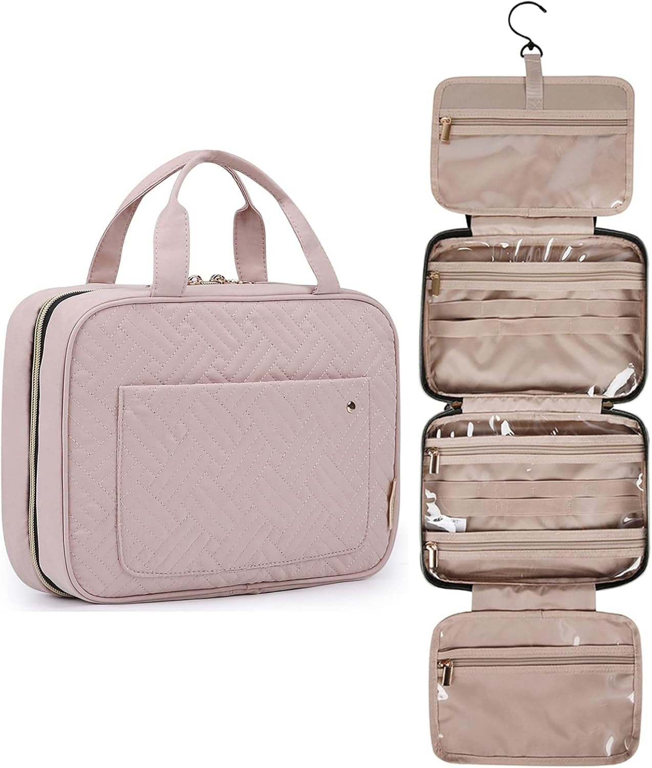 Spacious Hanging Toiletry Bag - Clear Travel Cosmetic Organizer for Full-Sized Containers