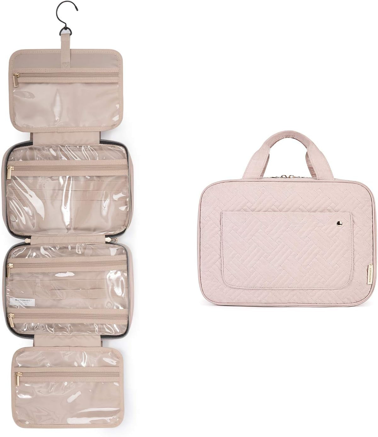 Spacious Hanging Toiletry Bag - Clear Travel Cosmetic Organizer for Full-Sized Containers