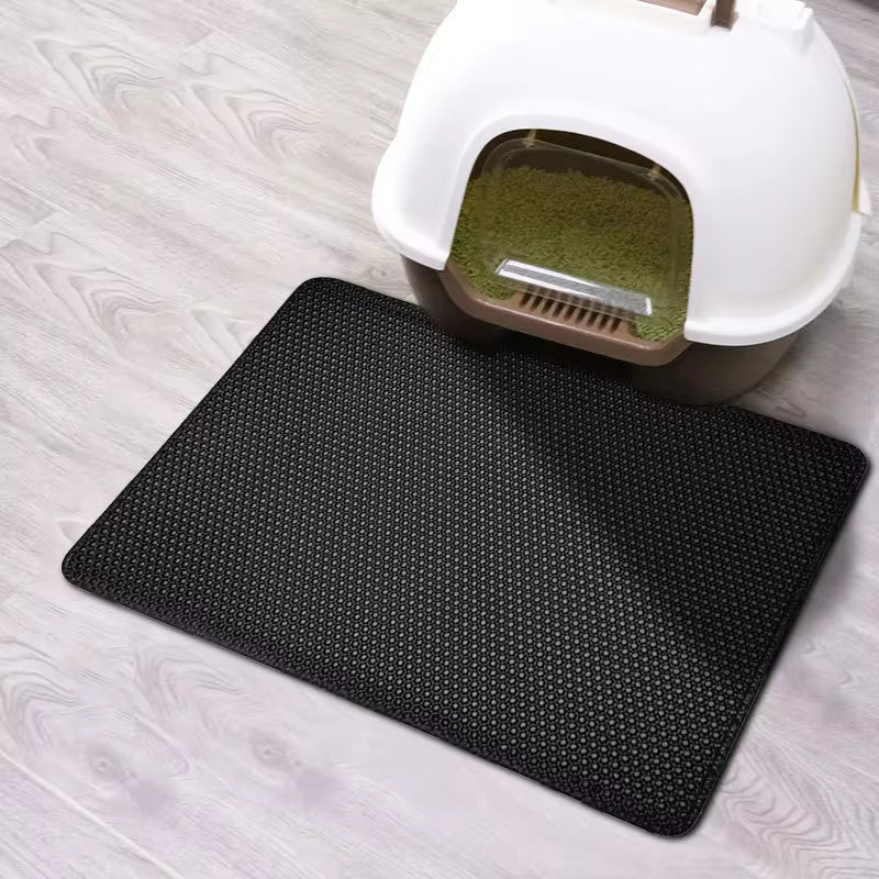 Premium Double Layer Waterproof Cat Litter Mat - Non-Slip, Washable, and Easy to Clean with Bonus Gift!