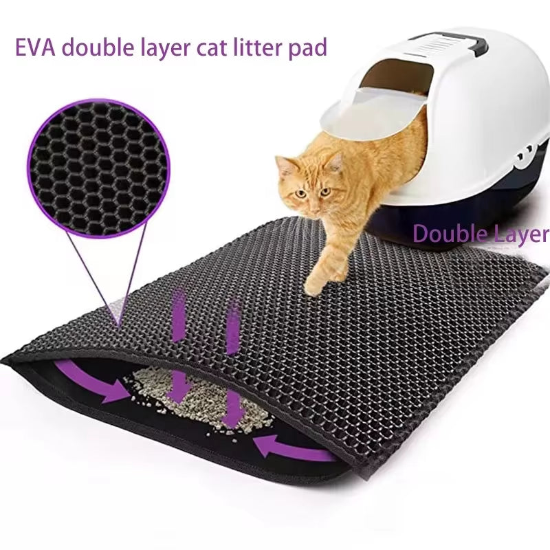 Premium Double Layer Waterproof Cat Litter Mat - Non-Slip, Washable, and Easy to Clean with Bonus Gift!