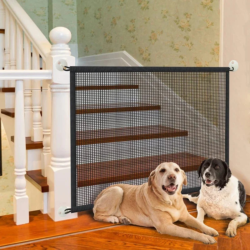 Foldable Mesh Dog Gate – Safe & Breathable Pet Barrier!