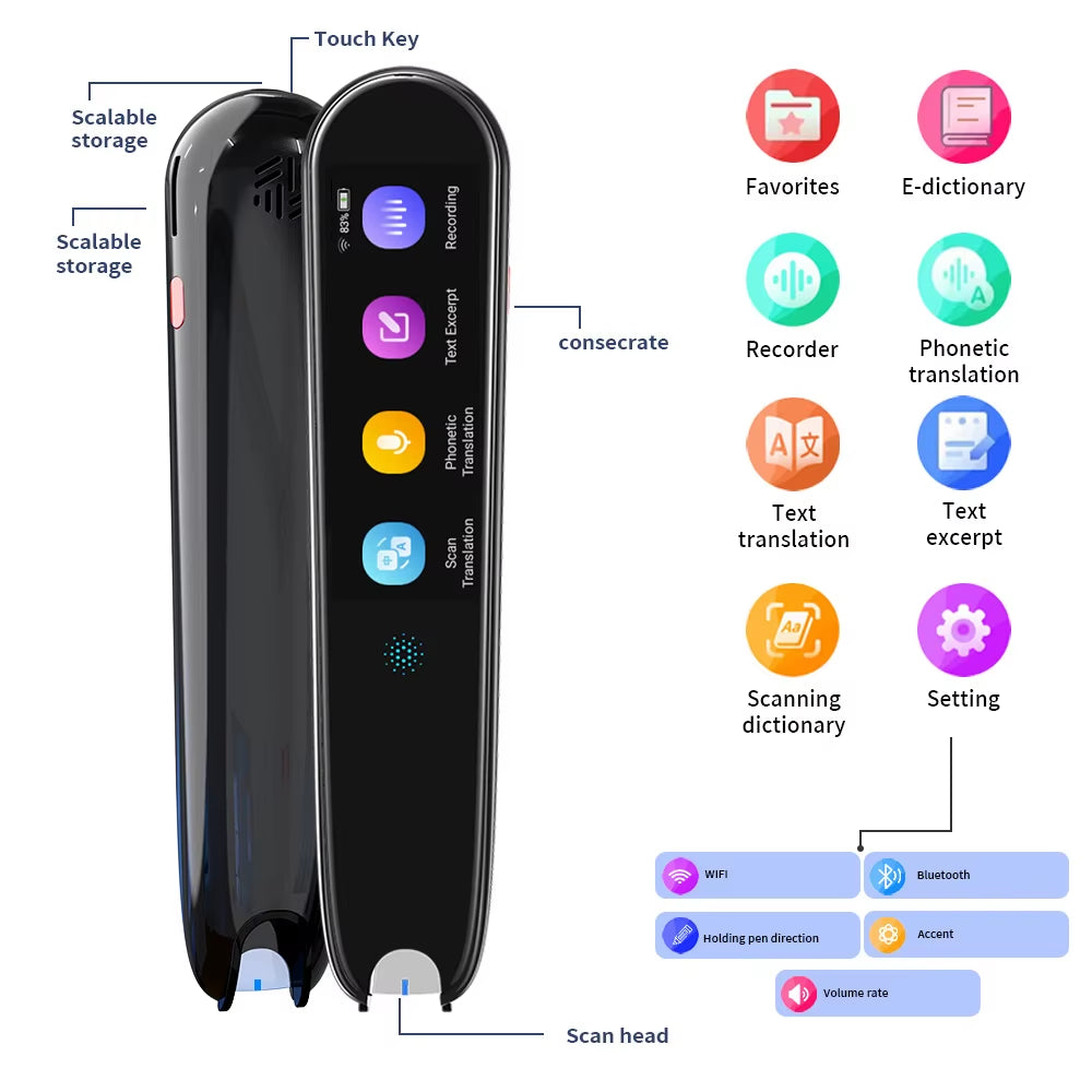 Scan Reader Translation Pen X2 112 Languages Translatorand Reading Pen for Reading Smart Voice Translation E-Dictionary