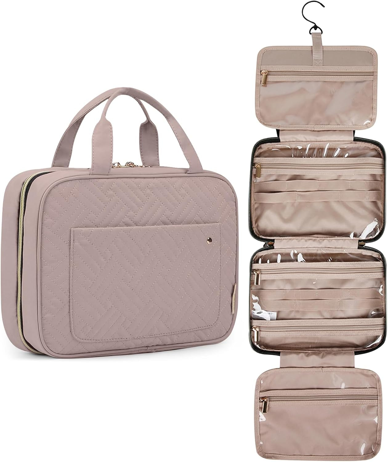 Spacious Hanging Toiletry Bag - Clear Travel Cosmetic Organizer for Full-Sized Containers