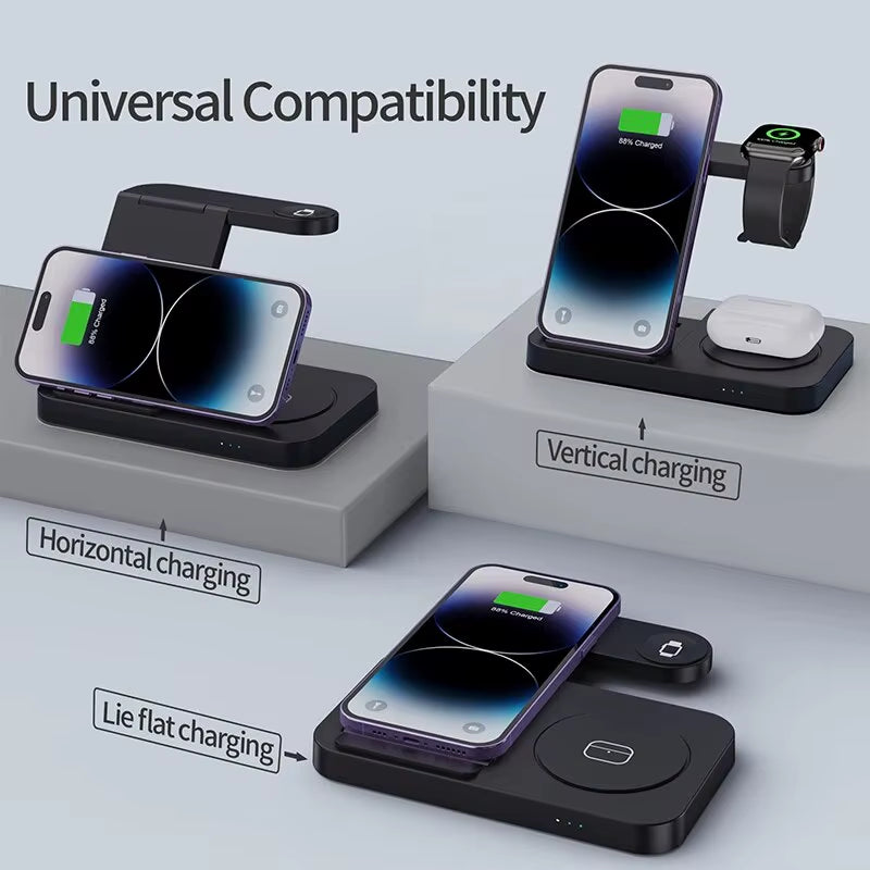 4 in 1 Wireless Charger Stand Foldable Fast Charging Dock Station for  S23 S22 S21 Galaxy Watch 5 4 3 Active 2/1 Buds 3/2