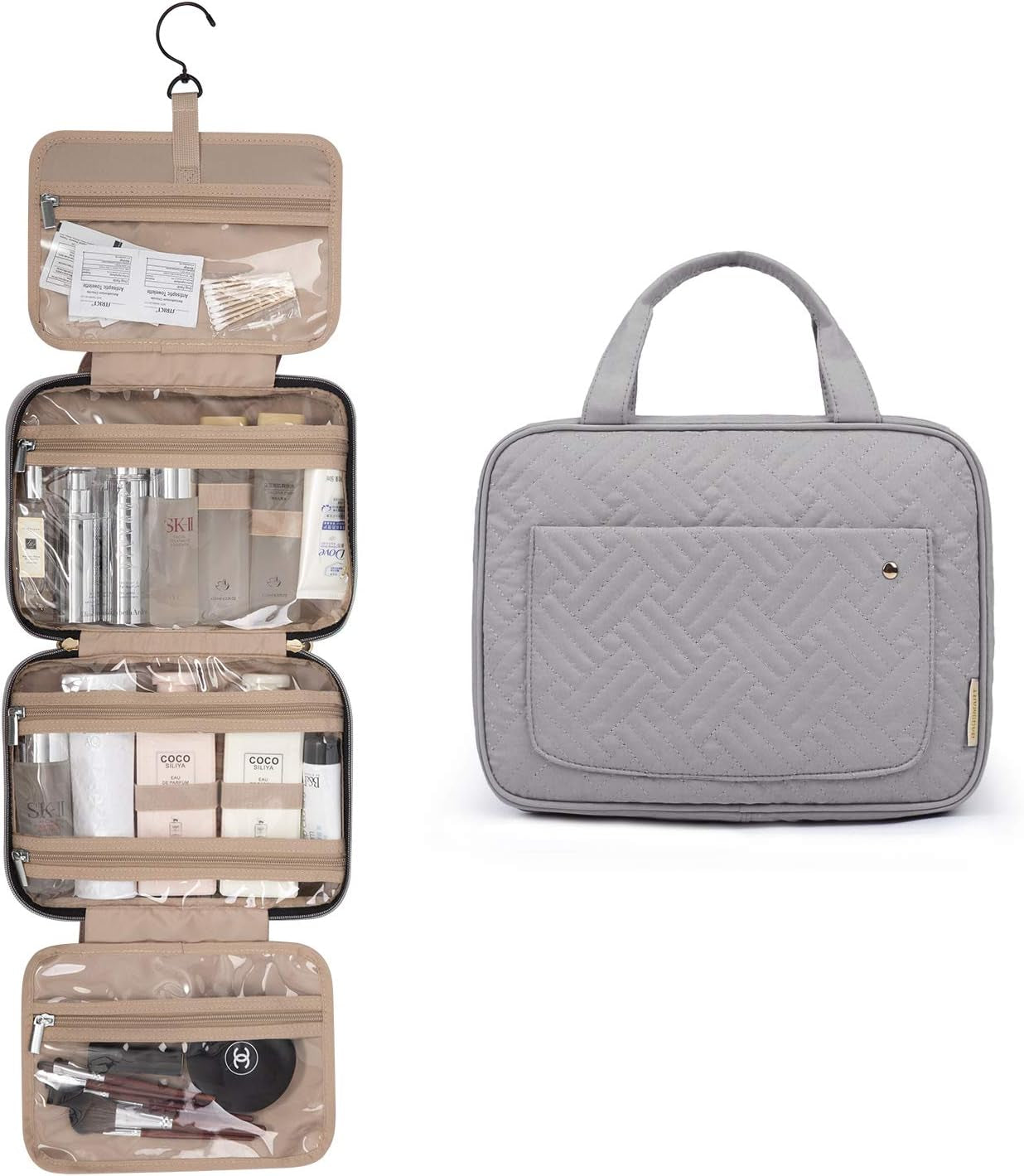 Spacious Hanging Toiletry Bag - Clear Travel Cosmetic Organizer for Full-Sized Containers