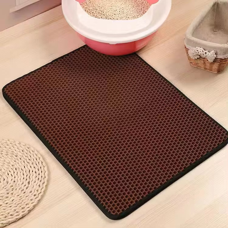 Premium Double Layer Waterproof Cat Litter Mat - Non-Slip, Washable, and Easy to Clean with Bonus Gift!